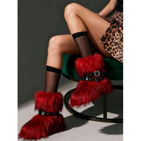 Women Winter Snow Boots Faux Fur Warm Fuzzy Flat Shoes Women Winter Snow Boots Faux Fur Warm Fuzzy Flat Shoes