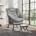 thumbnail image 5 of HOMCOM Lazy Chair with Ottoman Set, Fabric Upholstered Lounge Accent Chair with Armrests, Side Pockets, Light Gray, 5 of 9