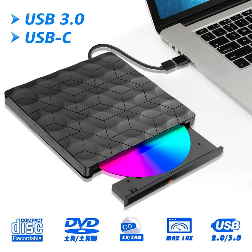 External CD DVD Drive USB 3.0 TypeC Portable CD/DVD ROM +/RW Optical
