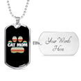 thumbnail image 3 of Cat Mom Paw Necklace Stainless Steel or 18k Gold Dog Tag 24" Chain, 3 of 8