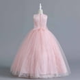 thumbnail image 3 of REORIAFEE Girl A-Line Tutu Tulle Party Flower Girl Dress Sleeveless Lace Bow Mesh Dress Gauze Dress Princess Dress Pink 7-8 Years, 3 of 9