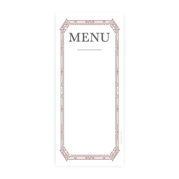 Koyal Wholesale Elegant Art Deco Printable Wedding Paper Menu Cards for DIY Printer, Pack of 52