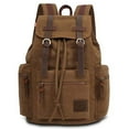 thumbnail image 1 of KAUKKO Vintage Casual Canvas and Leather Rucksack Backpack, 1Khaki, 1 of 5