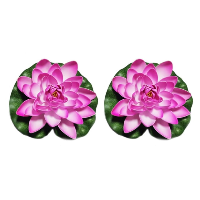 Bearachild Loto Artificial de EVA, reemplazo decorativo de Color sólido, simulación vívida, parque al aire libre, piscina, paisajismo, flor Rosa oscuro 2piezas