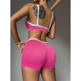 thumbnail image 3 of Brassiere And Shorts Set Sports Bras For Women Halter Strap Quick-Drying Sports Underwear Set, Shock-Absorbing, Cushioned Yoga Bra, Outdoor Running And Fitness Wear Rose red L, 3 of 6