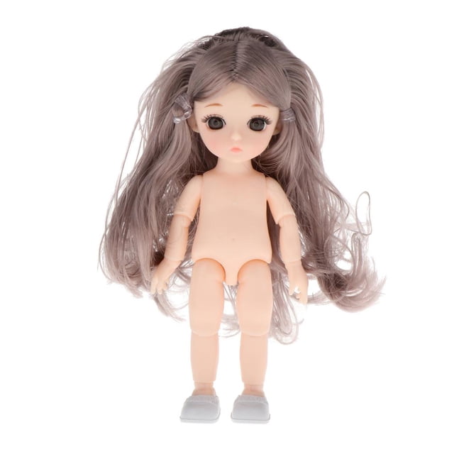 Bonita muñeca BJD articulada de 13 bolas, movible, a escala 1/12, cuerpo desnudo, regalo de cumpleaños DIY cabello rizado gris
