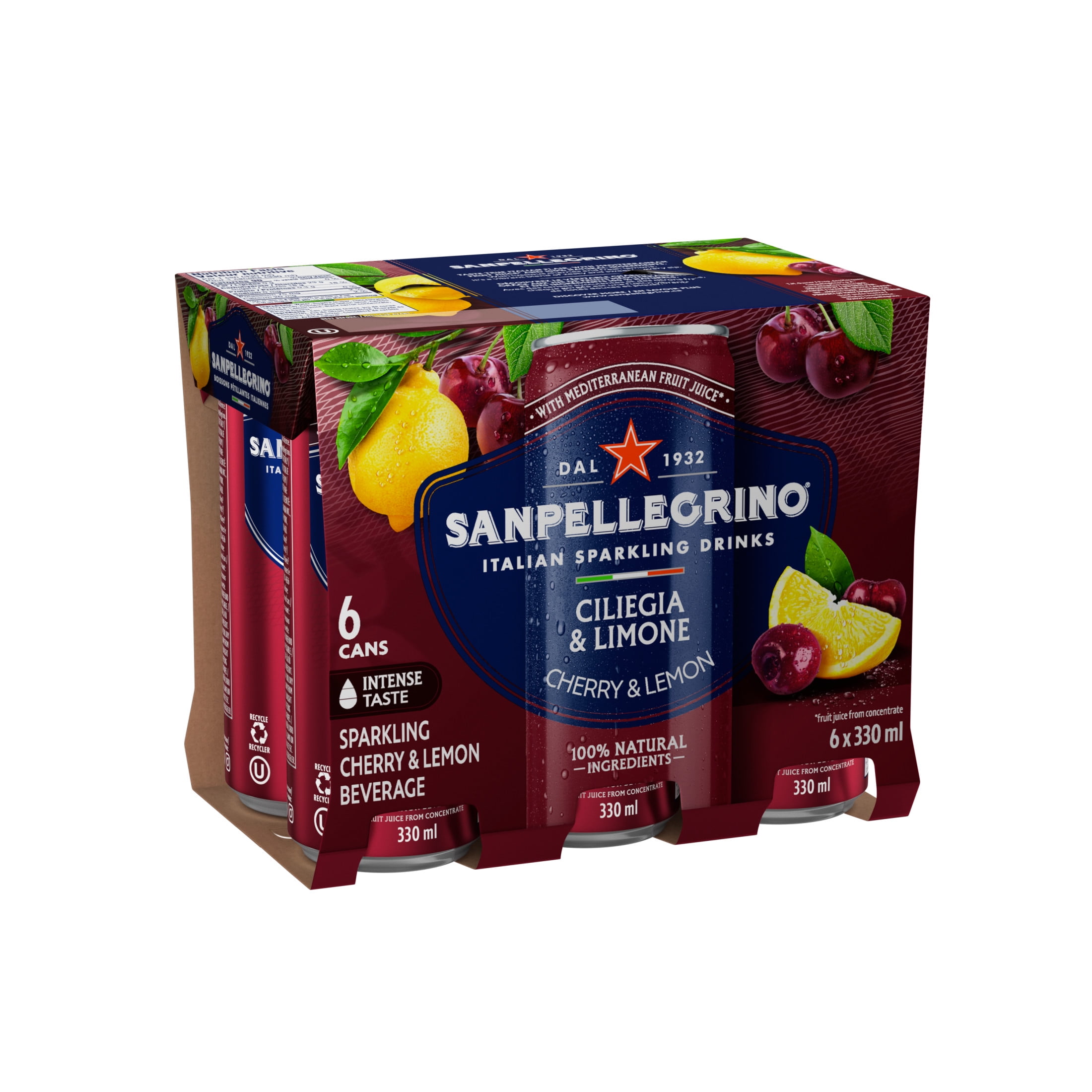 SANPELLEGRINO Ciliegia & Limone Italian Sparkling Fruit Beverage, Made With Mediterranean Fruit Juice