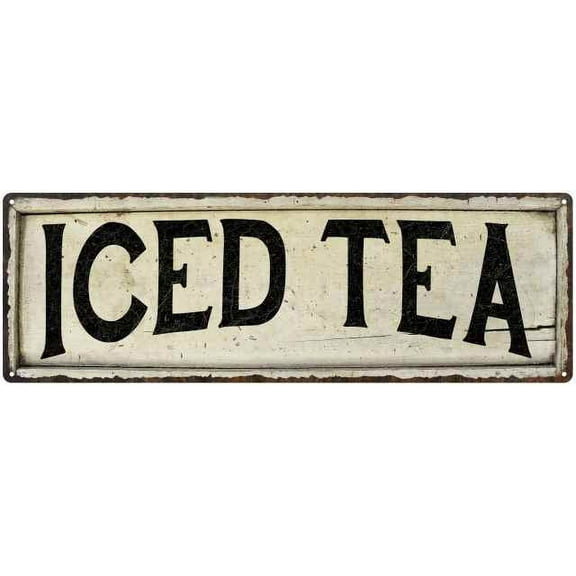 ICED TEA Farmhouse Style Wood Look Sign Gift 6x18 Metal Decor 106180028206