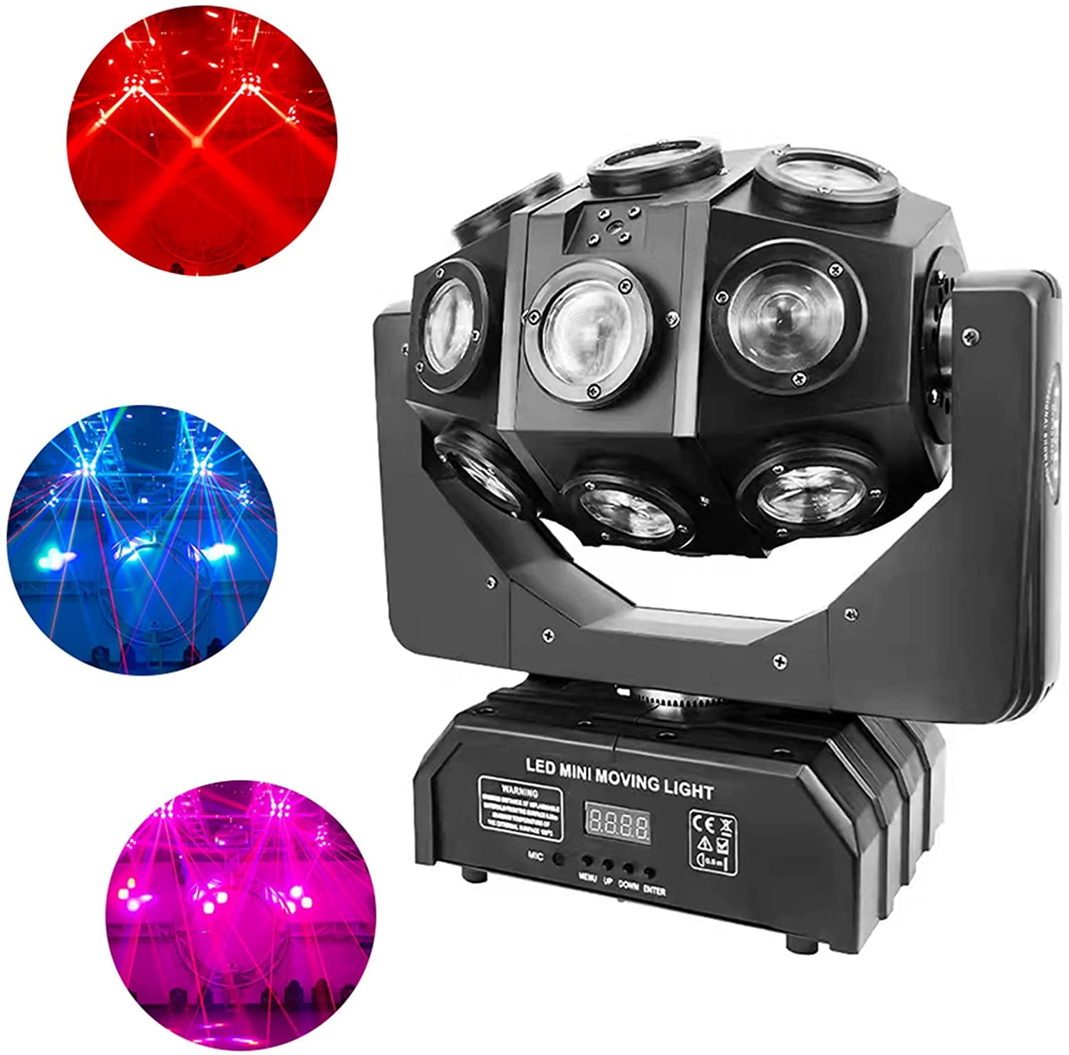 Miumaeov 4 in 1Moving Head Stage Light Professional 18 LED RGBW Stage Light Sound Activated DMX 512 Control for DJ KTV Disco Party Wedding Concert Festival