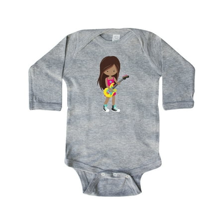 

Inktastic African American Girl Rock Girl Girl With Guitar Gift Baby Girl Long Sleeve Bodysuit