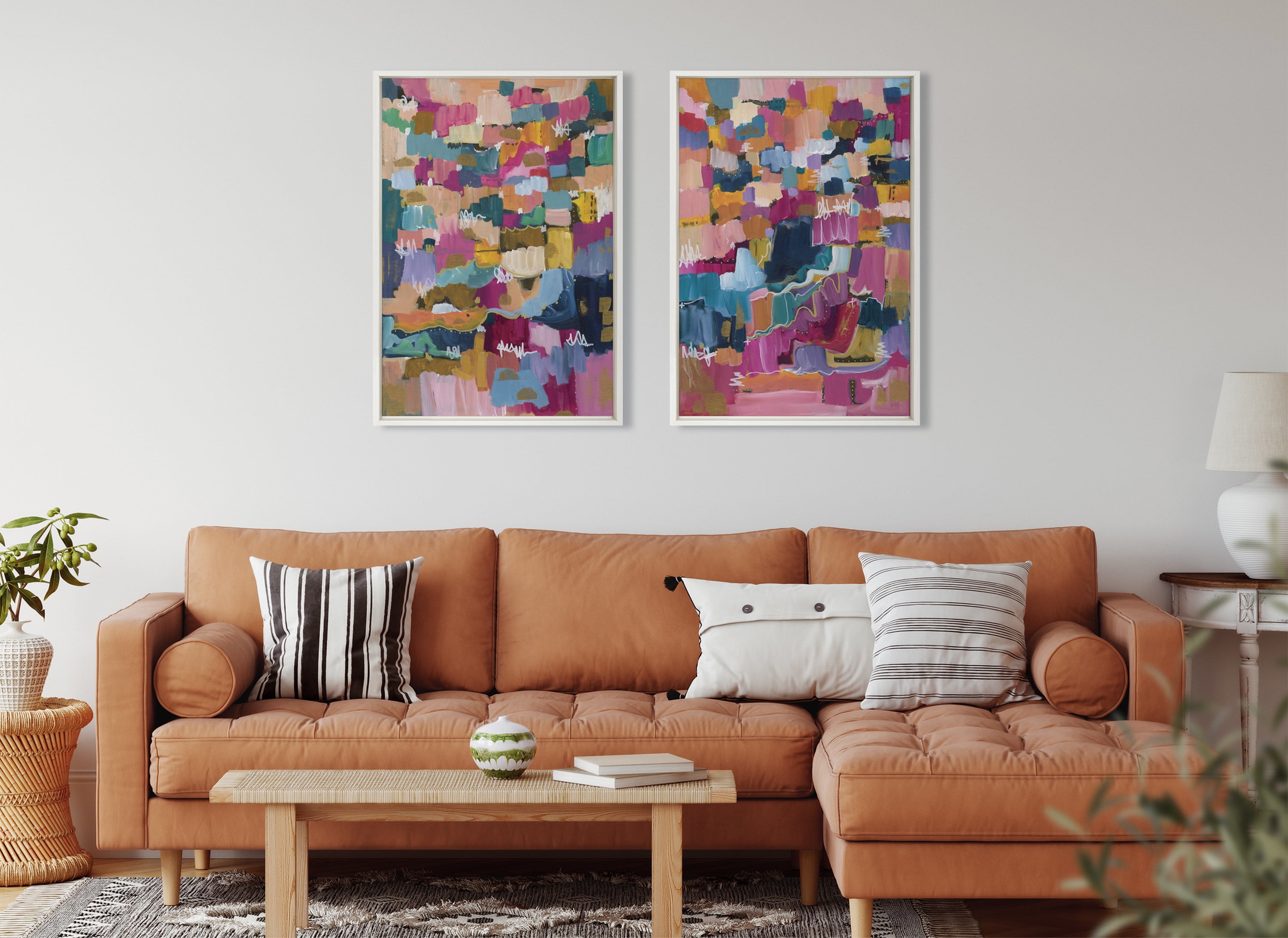 Sylvie Applause 23 in x 33 in Framed Painting Canvas Art Prints, by Kate and Laurel Set of 2