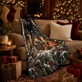 thumbnail image 3 of Woodland Wildlife Winter Forest Scene, Rustic Farmhouse Horse Scene, Warm Flannel Blanket for Ranch House and Living Room, Horse Lovers Housewarming Gift, Rustic Home Decor, 3 of 9
