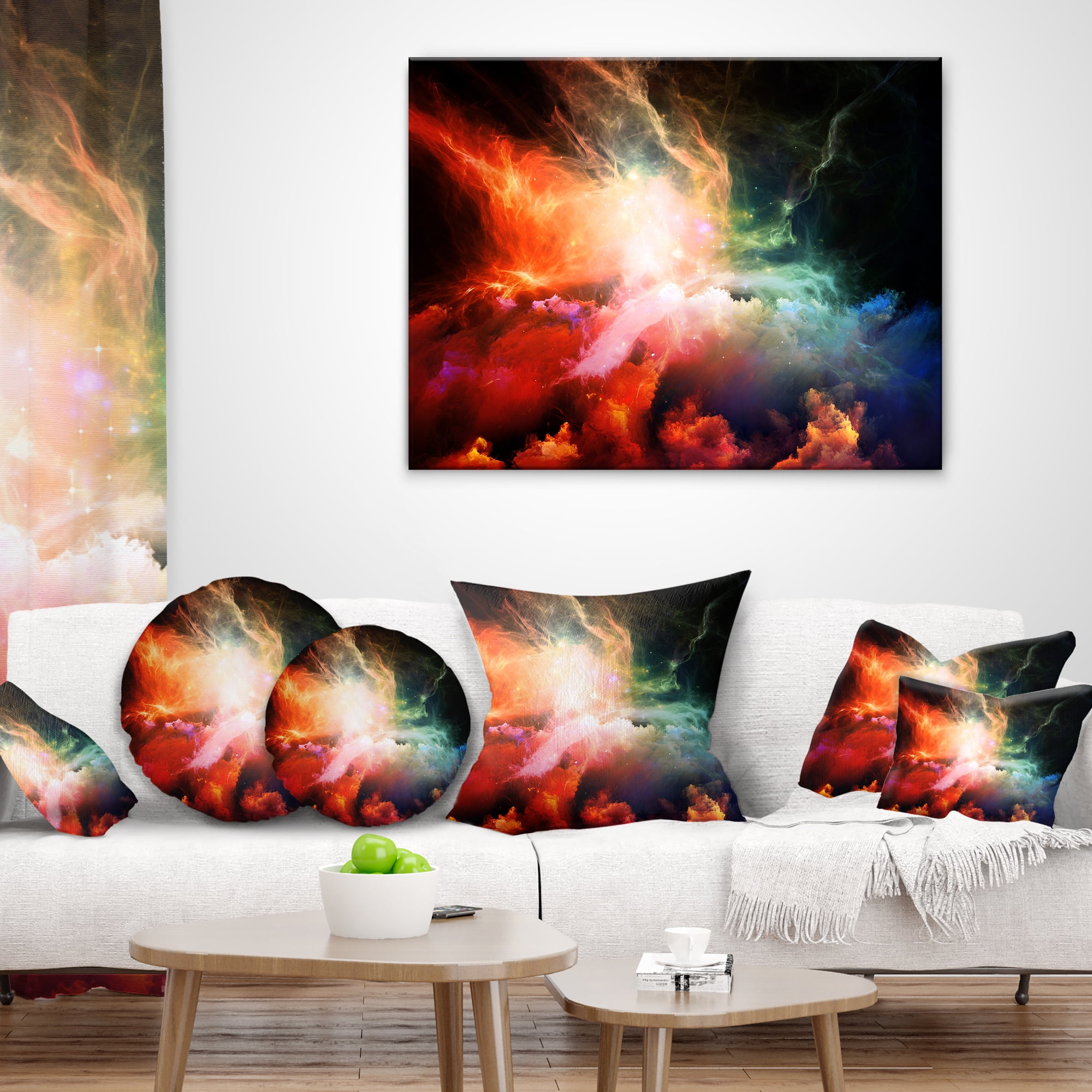 Designart Colorful Nebulae - Contemporary Throw Pillow - 16x16