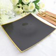thumbnail image 5 of Balsa Circle 10 Concave Black 10" Square Disposable Salad Dinner Plastic Plates Gold Trim Party Events Decorations, 5 of 8