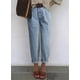thumbnail image 2 of Pantalones vaqueros elegantes de cintura alta holgados para novio, pantalones de mezclilla para muje, 2 of 7