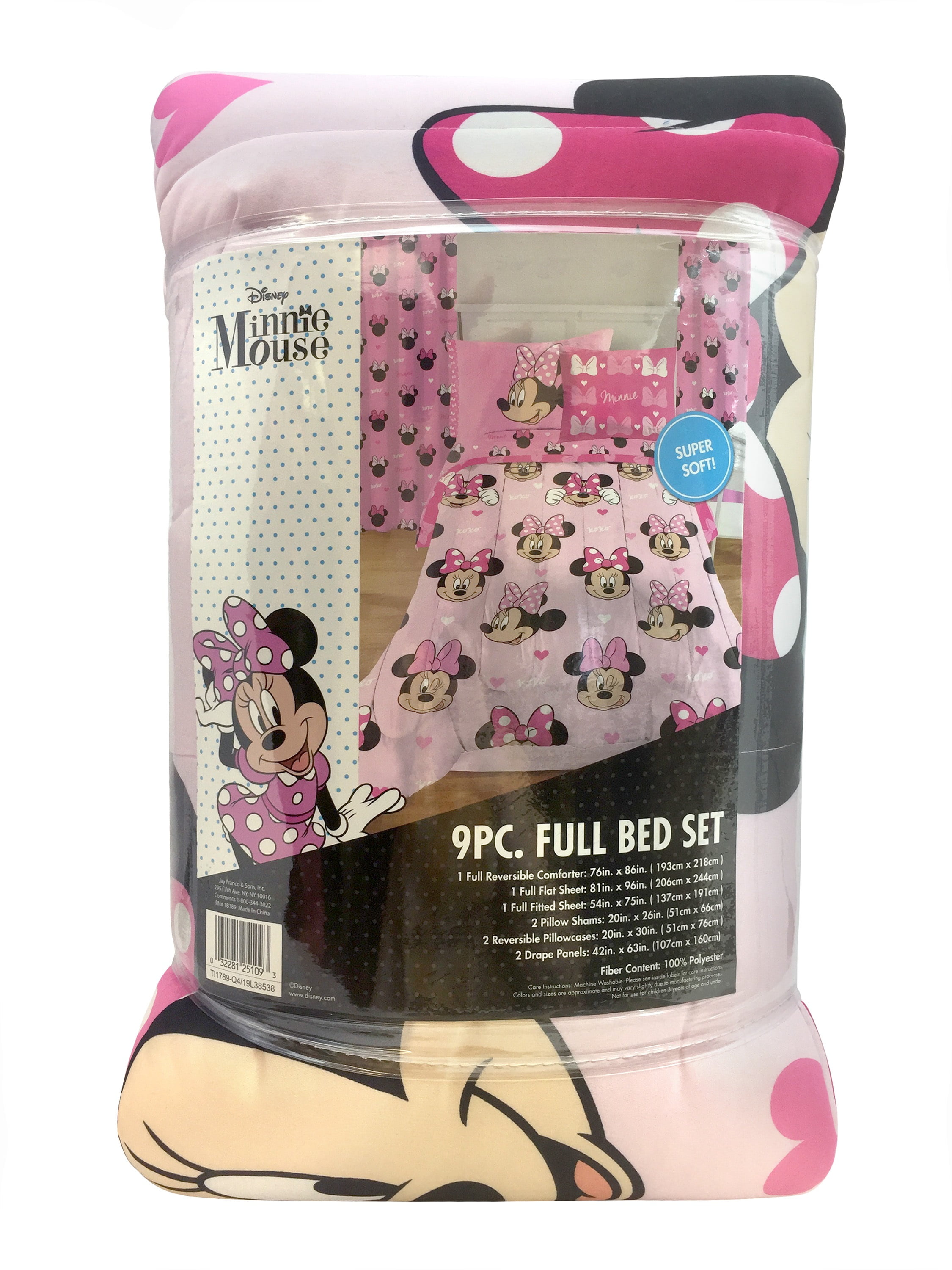 Minnie Mouse Kids 9-Piece Room in a Box Bedding and Drapes Set, Microfiber, Disney, Pink