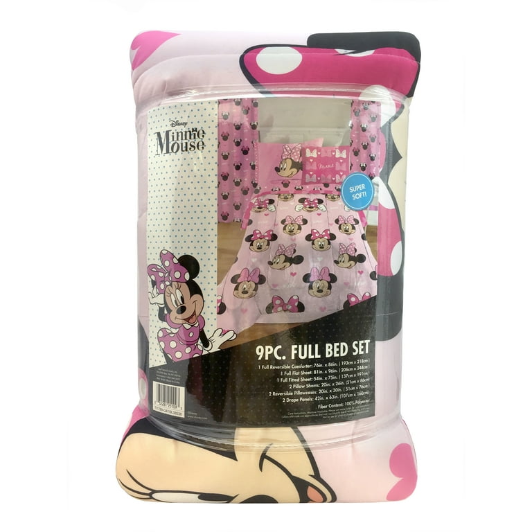 Minnie Mouse Kids 9 Piece Room in a Box Bedding and Drapes Set Microfiber Disney Pink