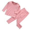 thumbnail image 1 of Minnieouse Ropa interior térmica para niños, cuello elástico, Otoño Invierno, hogar, oficina, escuela, Tops, ropa inferior, pantalón, traje Pijama Rosado 130cm, 1 of 6