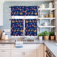thumbnail image 6 of Kitchen Window Curtains Valance and Tier Set, Summer Nautical Colorful Shell Rod Pocket Tier Curtain Valance Set, Dark Blue Backdrop Light Filtering Cafe Curtains for Bedroom Living Room, 6 of 9