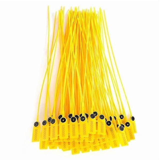 100 pcs yellow packaging transport truck plastic security seal 40 cm label cable tie with number