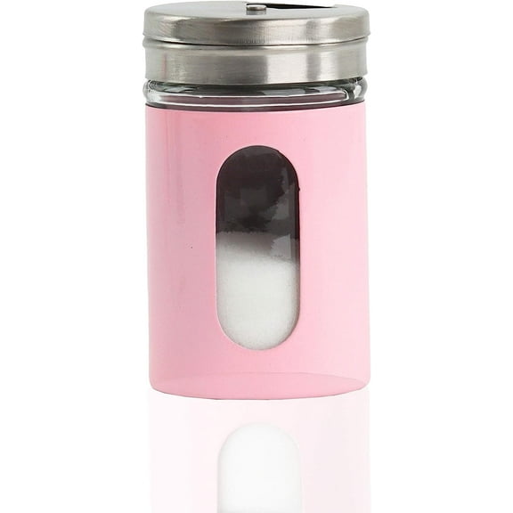 Salt Pepper Shaker Retro Single Spice Jar Glass (Light Pink) 1-Piece