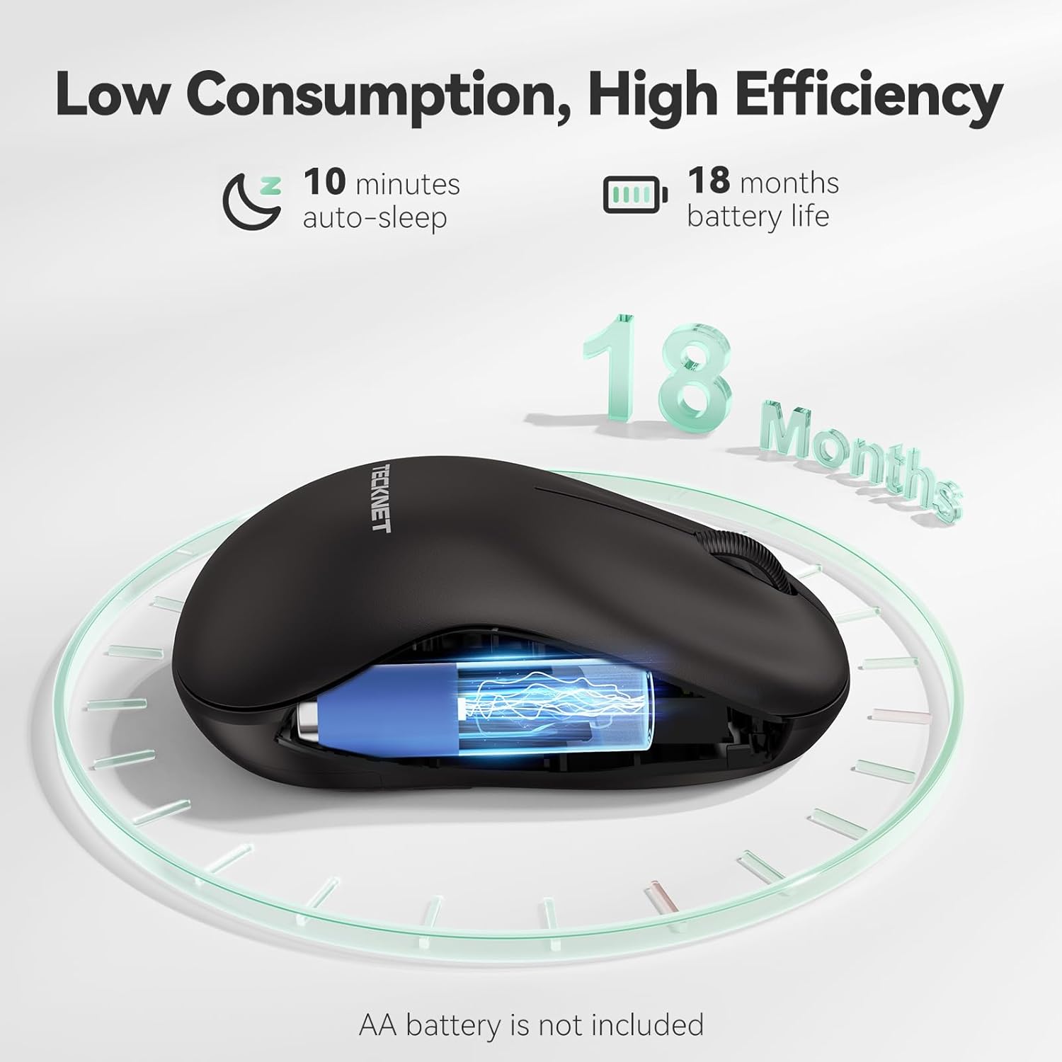 Tecknet Basic Wireless Silent Mouse, 2.4G Black photo 4