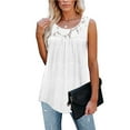 thumbnail image 3 of Mittory Summer Tank Tops for Women Loose Fit Pleated Tunics Scoop Neck Sleeveless Lace Tops Flowy Curved Hem, 3 of 5