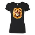 thumbnail image 2 of Lion With Sunglasses Animal Lover Womens Slim Fit Junior Tee, Black, Small, 2 of 3