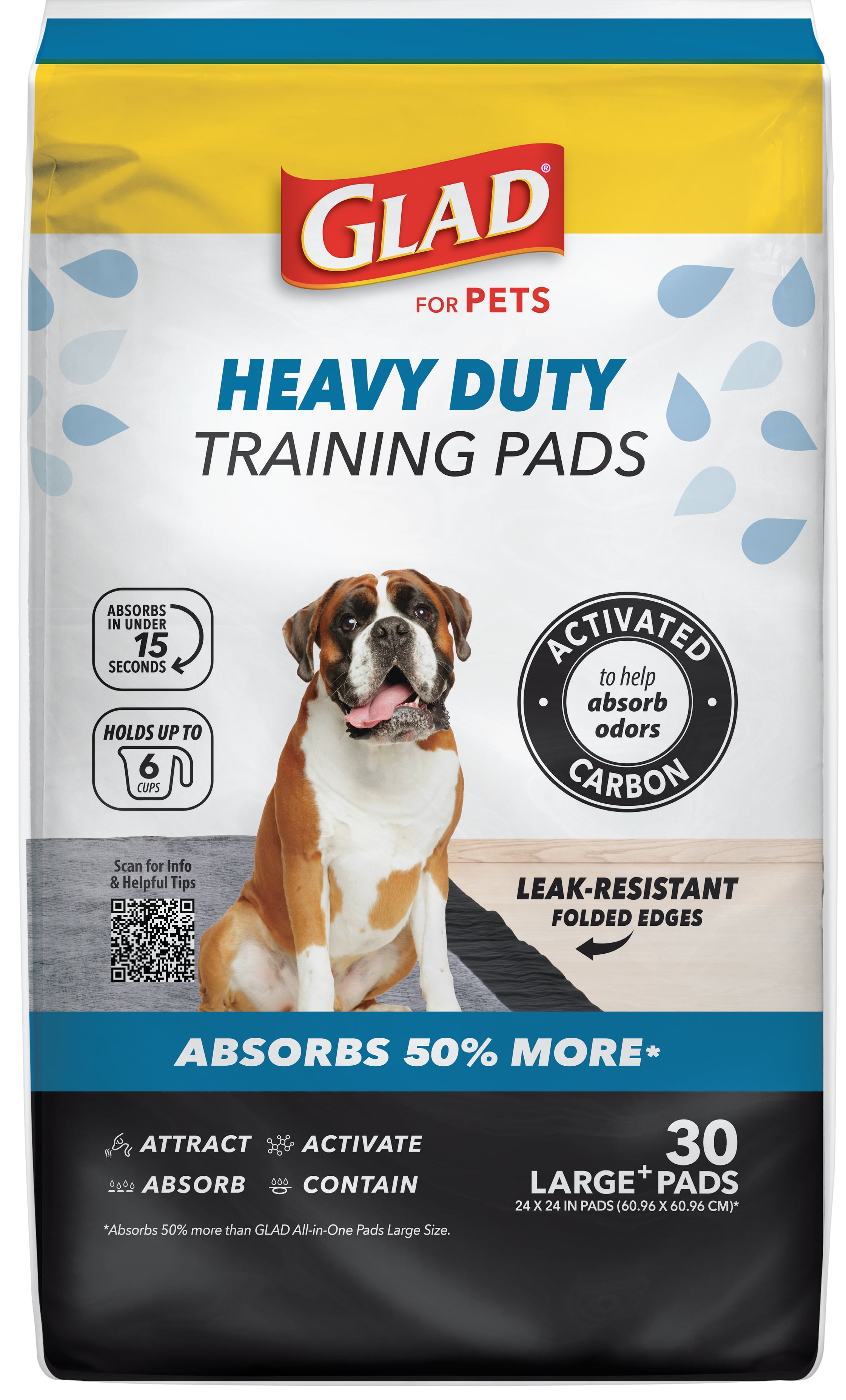 (2 pack) Glad for Pets Heavy Duty Activated Carbon Training Pads - 24" x 24" 30ct