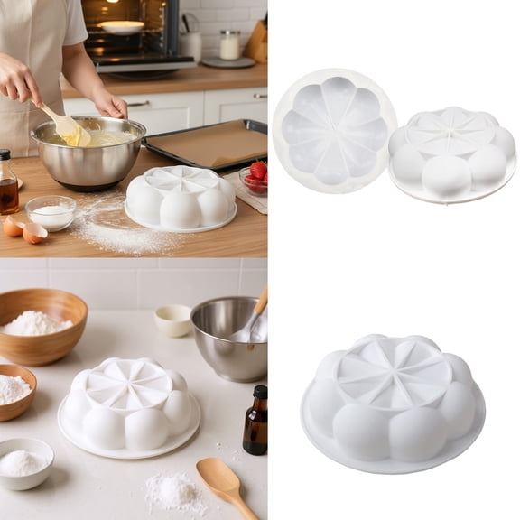 AYktou 7 Inch Baking Silicone Molds, Chrysanthemum Petal Shaped Cake Baking Tool Moulds Cake Molds, Jelly Candy Chocolate Fondant Molds for Birthday Tanabata Christmas Thanksgiving Kitchen Baking