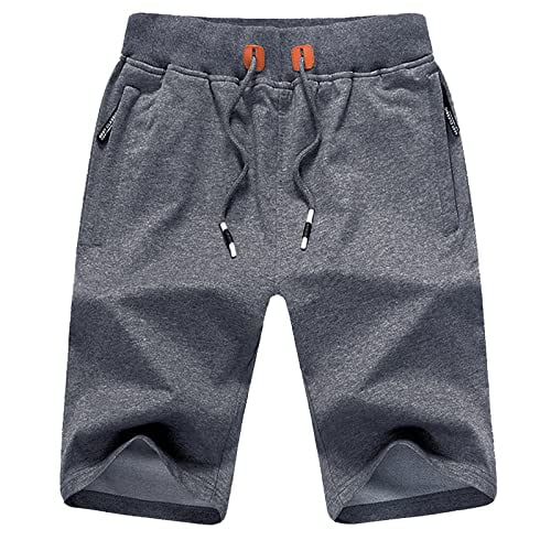 JustSun Mens Shorts Casual Sports Joggers Shorts with Elastic Waist Zipper Pockets 