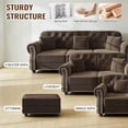 thumbnail image 3 of CQSXDA Velvet Sofa with Nailhead Trim and Rolled Armrests 41.3 Inch Design with Accent Pillows，Brown, 3 of 9