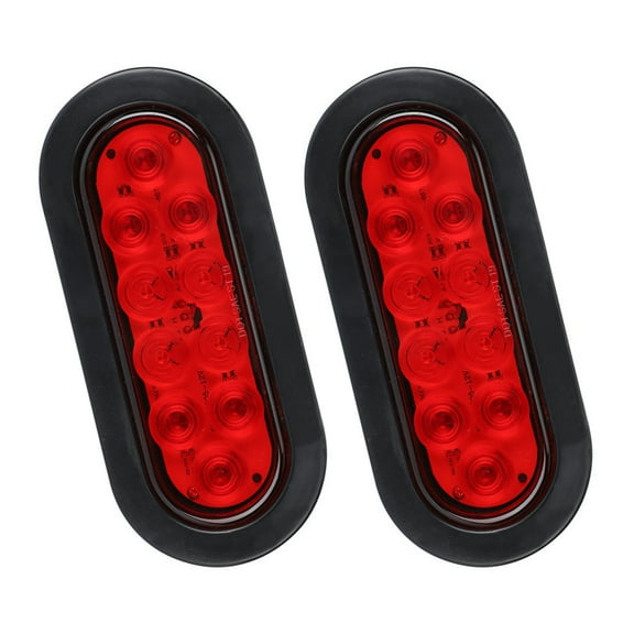 FOUNDLDF 2Pcs Car Red Oval Tail Lights - High Brightness 10pcs LED Beads, Waterproof and Dustproof, 12V, Suitable for Cars, Trucks, Motorcycles, Off-road Vehicles