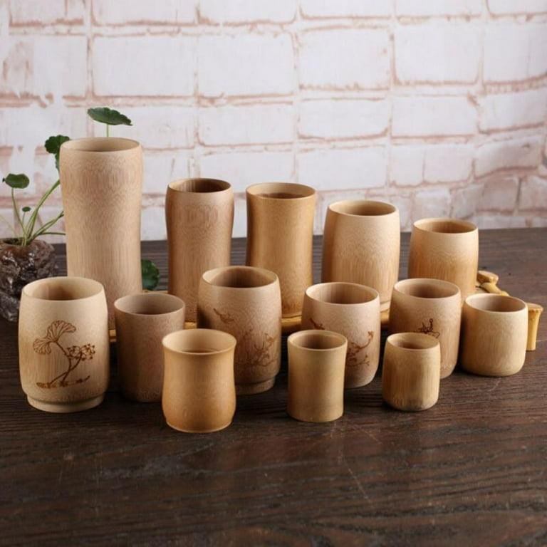 Chinese Style Bamboo Cups Dessert Cup Handmade Novelty Creative Smoothies  Cups Rice Steamer Bamboo Tube for Dinner Housewarming 
