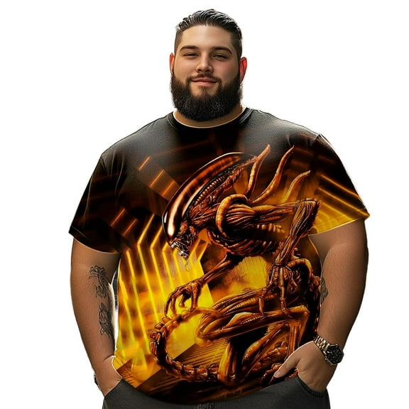 Men T Shirt for Big & Tall Man Graphic Short Sleeve Plus Size Oversized Tee Tshirts 7XLT 3DTS10073