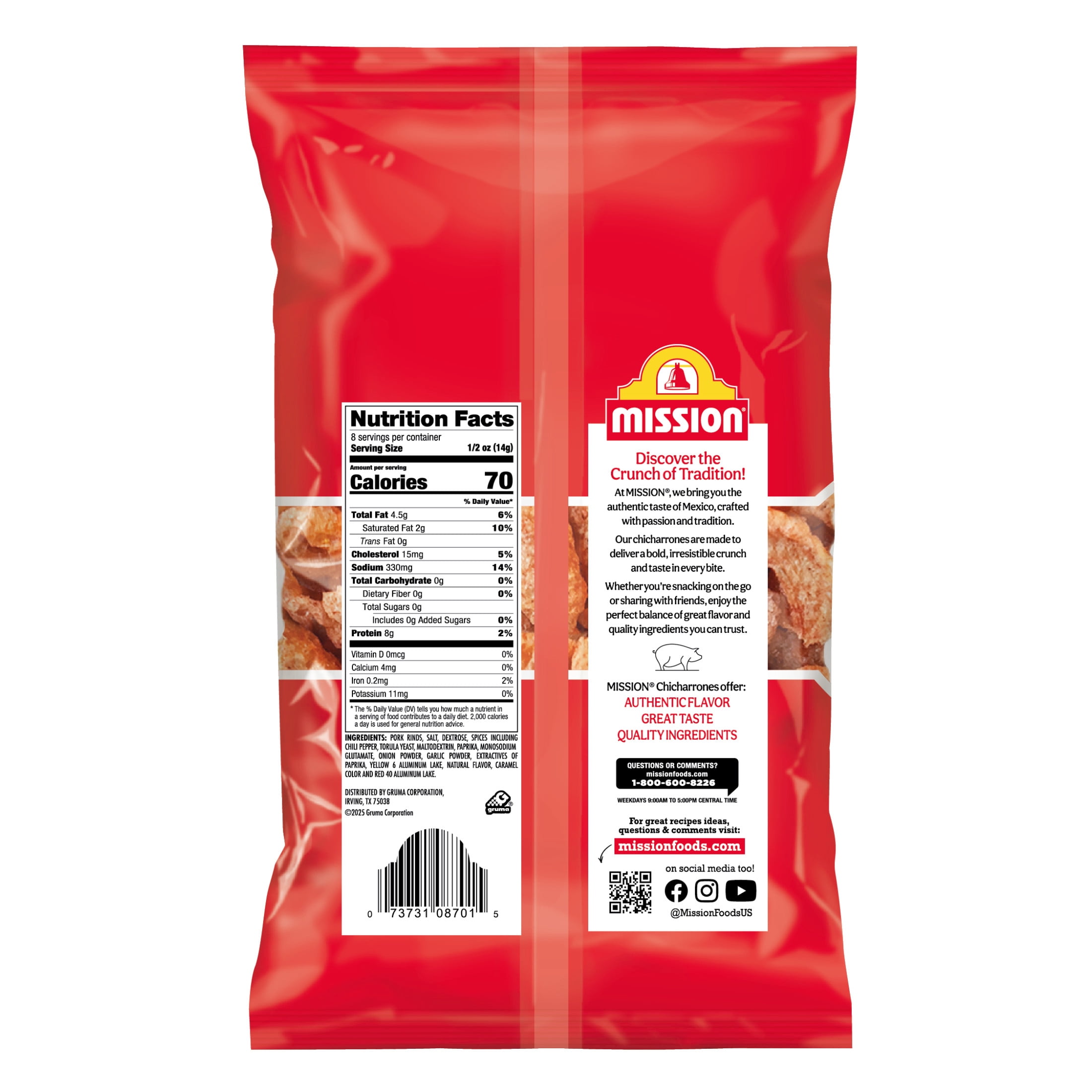 Mission Chicharrones Picante Flavor, 4 Ounce Bag