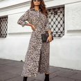 thumbnail image 2 of Vestido de manga larga con botones, vestido de manga larga con estampado floral para mujer, vestido largo de moda con lazo en la cintura, logra más, 2 of 5