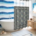 thumbnail image 5 of No Hook Shower Curtain, Blue Boho Shower Curtains for Bathroom with See Through Top Window, Vintage Ethnic Tribe Abstract Art Floral Waterproof & Washable Bath Curtain Narrow 54"x78", 5 of 9