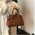 thumbnail image 4 of Omlopp Womens Suede Tote Bag, Faux Leather Tote Bag for Women Vintage Top Handle Bag Fashion Retro Shoulder Satchel Bag-Brown-Small, 4 of 8