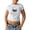White-3, variant on Women Korean Style Printed Round Neck Short Sleeve T Shirt Versatile and Slim Fit Cropped Shirt Vintage Tops