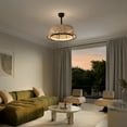 thumbnail image 5 of JONATHAN Y Cressida 23.75" Traditional Bohemian 6-Speed Metal/Bamboo Mobile-App/Remote-Controlled Height-Adjustable Dimmable Caged Integrated LED Ceiling Fan, Light Brown/Black, 5 of 11