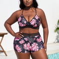 thumbnail image 5 of Aboser Plus Size Bikini Swimsuits for Women 2 Piece Bathing Suit Fashion Floral Printed Bikinis Straps Crisscross Back Swimwear, 5 of 8