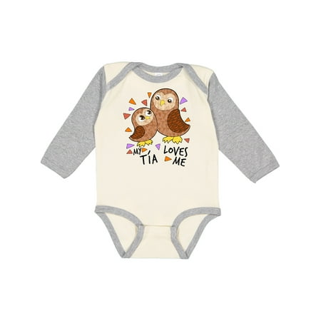 

Inktastic My Tía Loves Me- cute owl family Gift Baby Boy or Baby Girl Long Sleeve Bodysuit