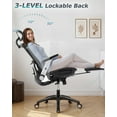 thumbnail image 5 of Ergonomic Mesh Office Chair with Footrest and Adjustable Lumbar Support, High Back Home Office Desk Chair, 4D Flip-up Arms, 3-Level Tilt Backrest, Computer Chair for Long Desk Work, 5 of 8