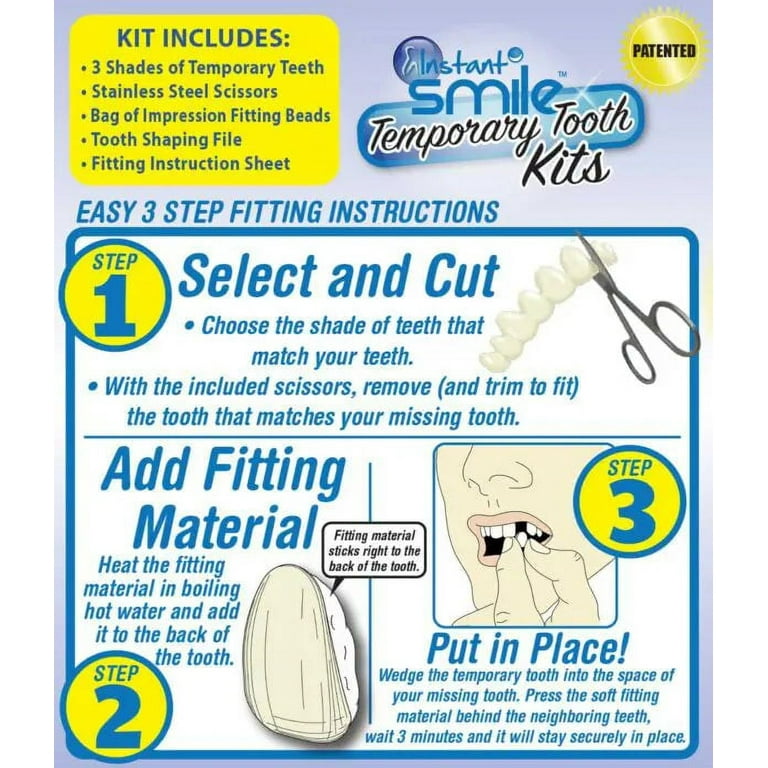 Instant Smile Complete Your Smile Temporary Tooth Replacement Kit - Replace  a Missing Tooth in Minutes - Patented