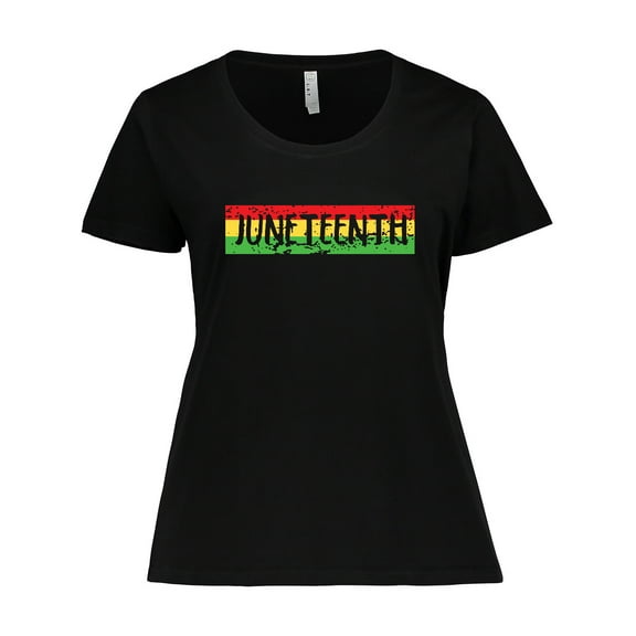 Inktastic Juneteenth Banner in Red Yellow and Green Women's Plus Size T-Shirt