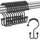 thumbnail image 1 of Ganchos para cortina de ducha, ganchos de ducha de doble deslizamiento de metal resistente al óxido para cortinas de barras de ducha de baño, juego de 12 ganchos - negro mate, 1 of 5