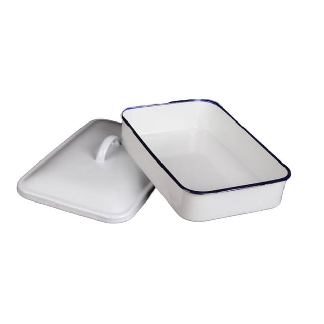LEEYNEER Classic Enamel Baking Pan Rectangular Roasting Pan Vintage Serving Tray Cake Sheet Pancake Dish For Kitchen Baking And Serving