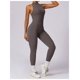 thumbnail image 5 of Mono de entrenamiento sin mangas for mujer con cremallera mameluco pantalones cortos V espalda Scrunch sexy mono de entrenamiento de una pieza, 5 of 7