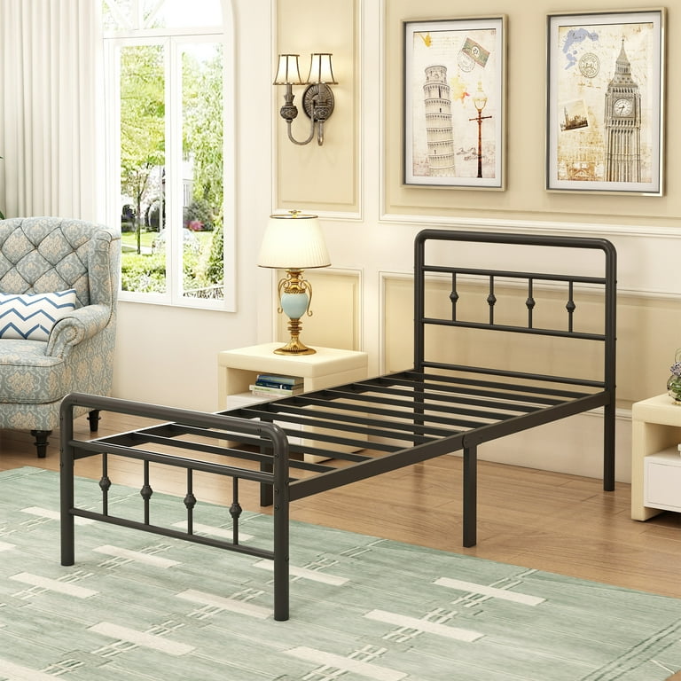 Maenizi, 16 Inch Tall Twin Bed Frame, Heavy Duty Metal Platform
